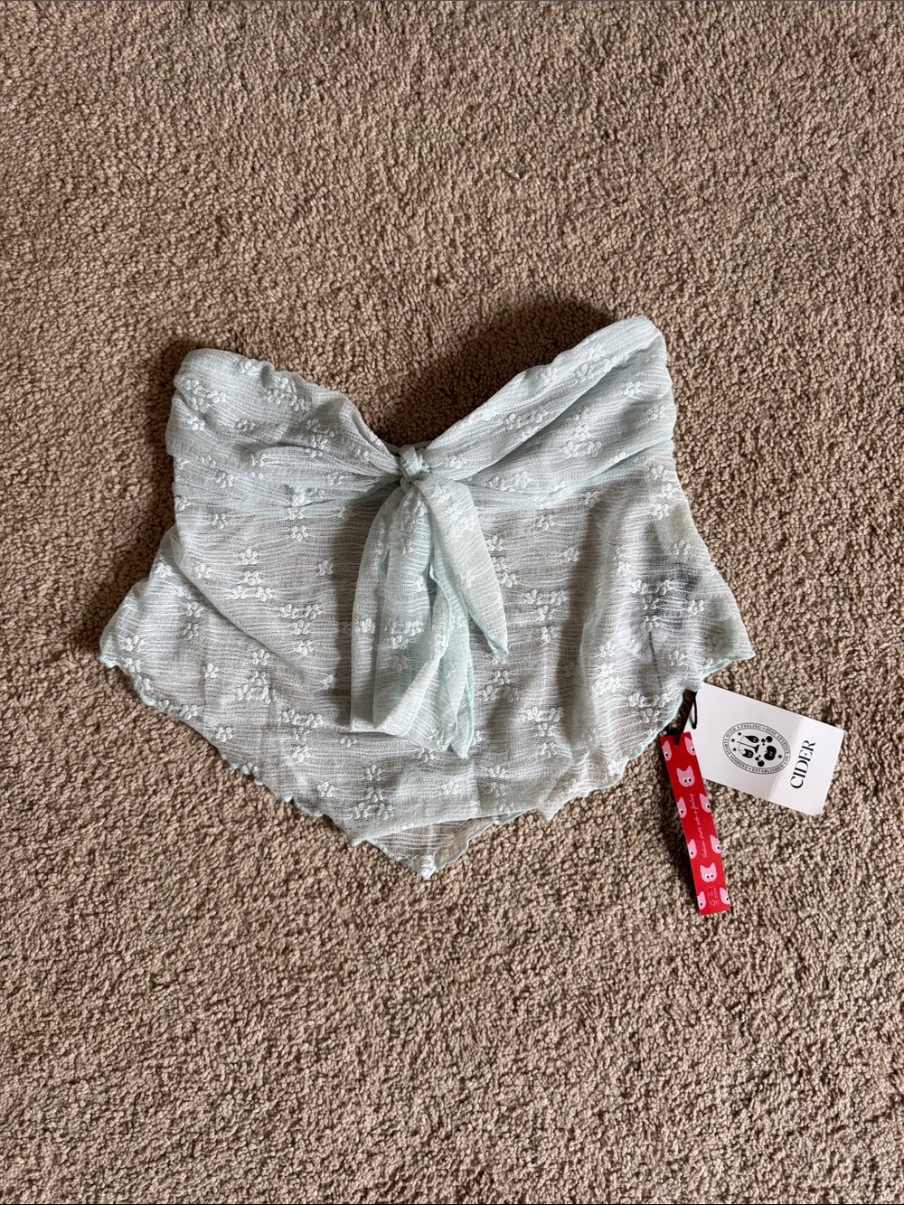 Cider Pale Mint Tie-Front Crop Top